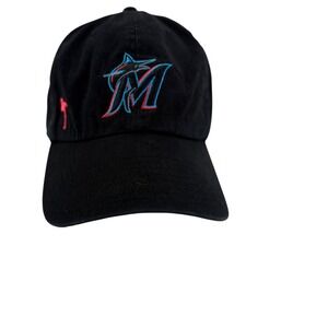 '47 Brand Miami Marlins Hat Black Womens MLB Baseball Flamingo Cap Adjustable